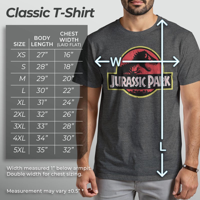 Jurassic Park Menâ€™s Big Classic Movie Logo T-Shirt, Charcoal Heather, XX-Large - Image 2